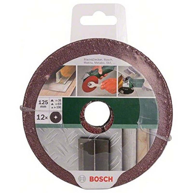 Bosch Accessories 12 pcs. Fibre Sanding Disc Set (Aluminium Oxide,