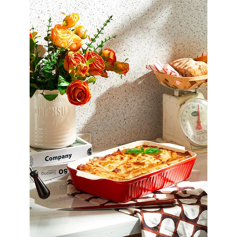 DOWAN 9x13-inch Deep Casserole Baking Dish for Lasagna, 135 oz