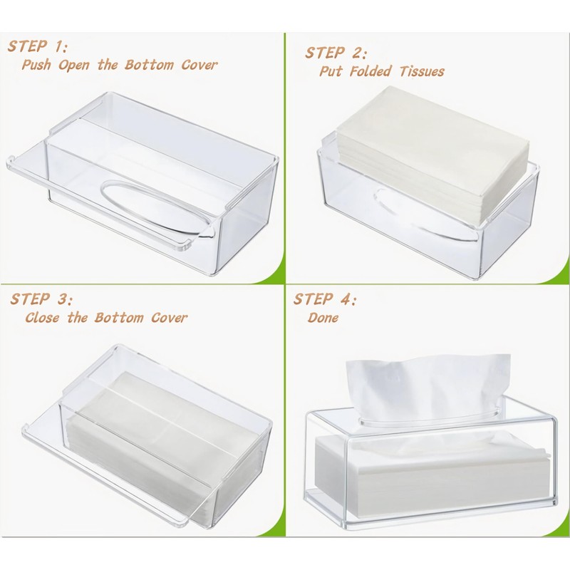 Clear Acrylic Tissue Box，Rectangle Disposable Paper Facial Holder with Lid,Dryer
