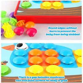Mosaic Plug-In Game Children, Montessori Toy from 2 3 4 Years, Mosaic Assignment Game, 46 Beads and 12 Cards, Motor Skills Toy, Learning Toy, Preschool Game for Gift Boys Girls