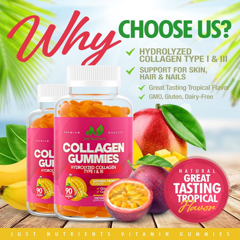 Collagen Gummies for Women & Men (90 Count) - Premium