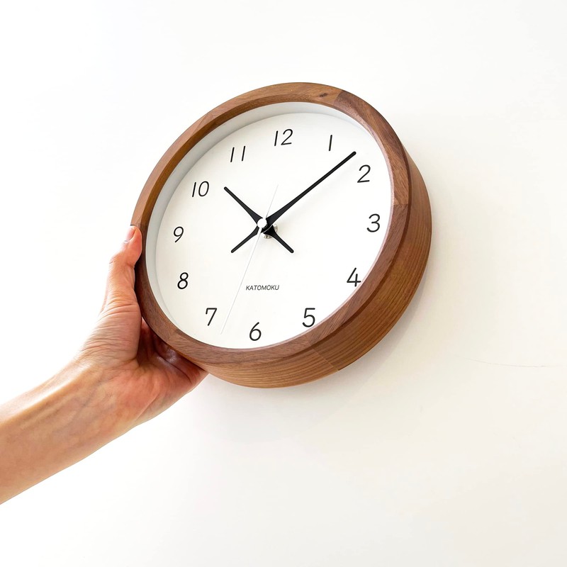 KATOMOKU Muku Clock 13 Walnut Radio Clock Continuous Second Hand