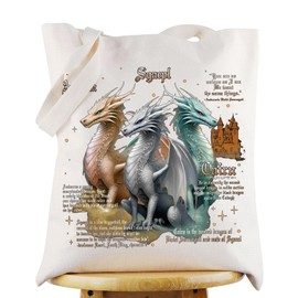 KEYCHIN Tairn & Andarna & Sgaepl Dragon Tote Bag Empyrean Gifts 4th Wing Violet Sorrengai Reusable Bag 4th Wing Merch, Sgaepl Tb, Medium