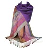 GFM Mosaic Flower Design Pashmina Style Scarf (FRL1), .S11-jmn-purple