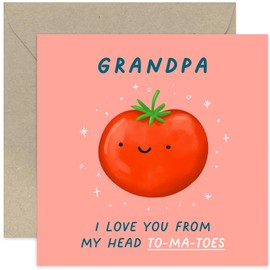 Old English Co. Funny Birthday Cards for Grandpa - Tomato Birthday Card for Him - Well Done Thank You Card for Men - Silly Male Birthday Card for Him | Blank Inside Envelope
