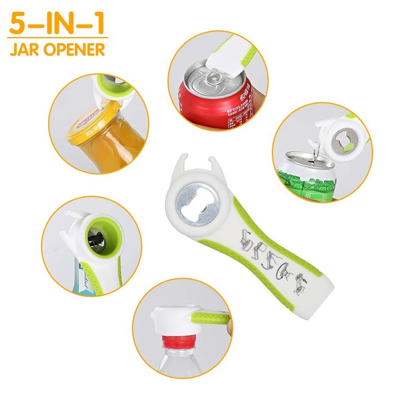 Otstar Can Opener, 5-in-1 Multifunction Bottle Opener Ring Pull Can