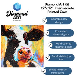Leisure Arts Paint Cow Diamond Art KIT 12"
