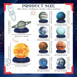 Outer Space Honeycomb,10 PCS Space Solar System Honeycomb Centerpieces, Outer Space Party Decor Planet Honeycomb Galaxy Decoration for Baby Shower Birthday Party Supplies