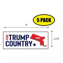 Tampa Printing 5 PACK 3.37"x 9" TRUMP COUNTRY MASSACHUSETTS Sticker Decal Gift MAGA BS0097