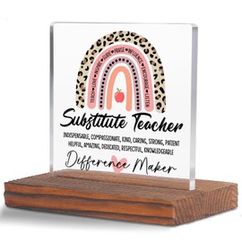Substitute Teacher Clear Desk Decorative Sign, Appreciation Gift for Women Men, Thank You Gifts for Classroom Coverage, Christmas, Birthday, End of School Year TZ251