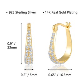 ASH'S CHOICE Earrings Sterling Silver 925 Hoop Earrings for Women, 14 Carat Gold-Plated Hoop Earrings Round, Shiny Small Hoop Earrings with AAA+ Zirconia Rhinestones, Hypoallergenic Hoop Earrings for