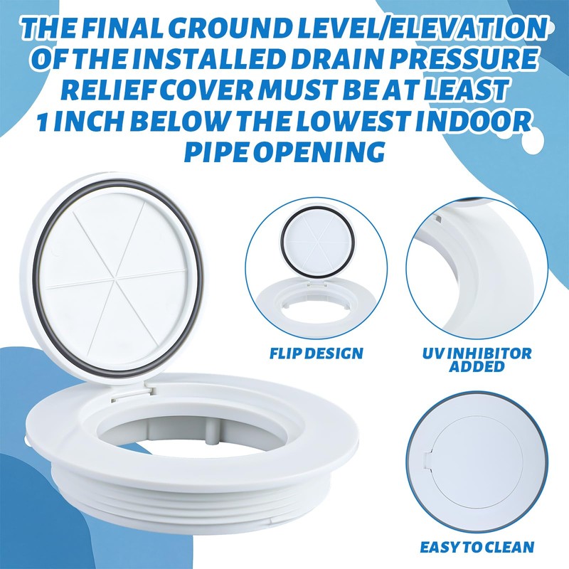AceOrbit 1 Pcs 4" Flip Top Sewer Relief Cap Odorless