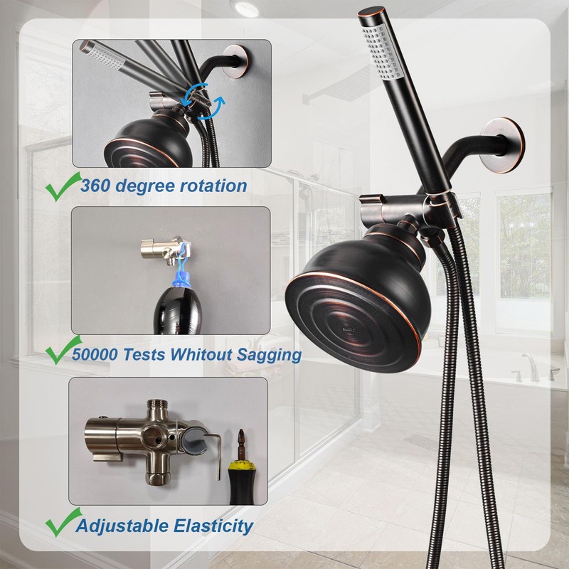 3 Way Shower Diverter Valve with Hand Shower Holder, G1/2
