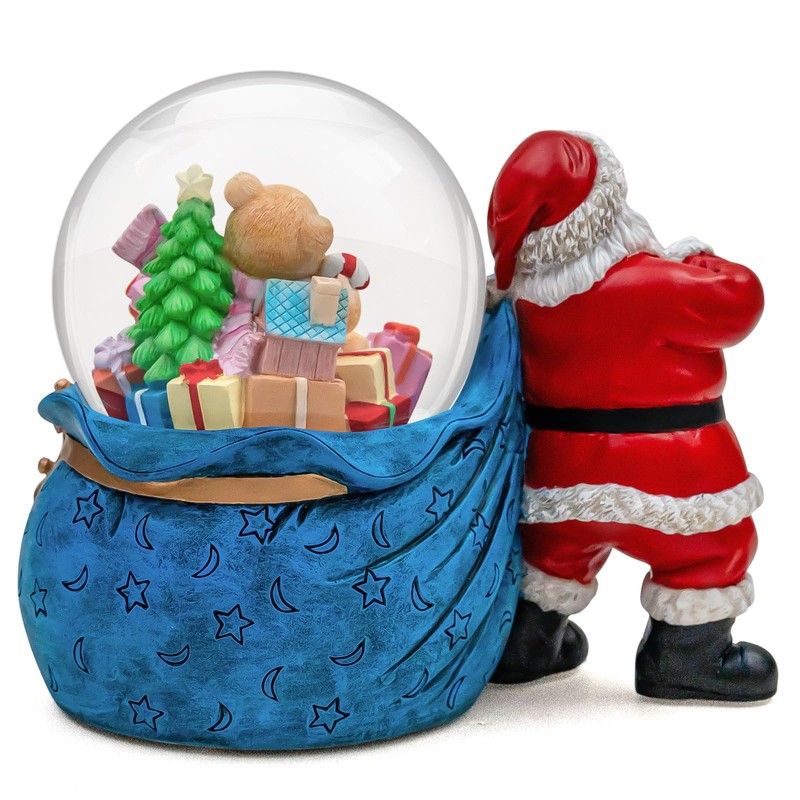 Christmas Santa Claus Musical Snow Globe, Automatic Snowfall,Dual Mode Lighting,Handcrafted