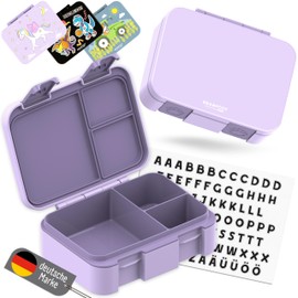 BEARFOOT Bento Box Compact Lunch Box Children with Compartments Girls and Boys (BPA Free) for School & Nursery Lunch Box Children Leak-Proof Lightweight and Compact (Purple, 650 ml)