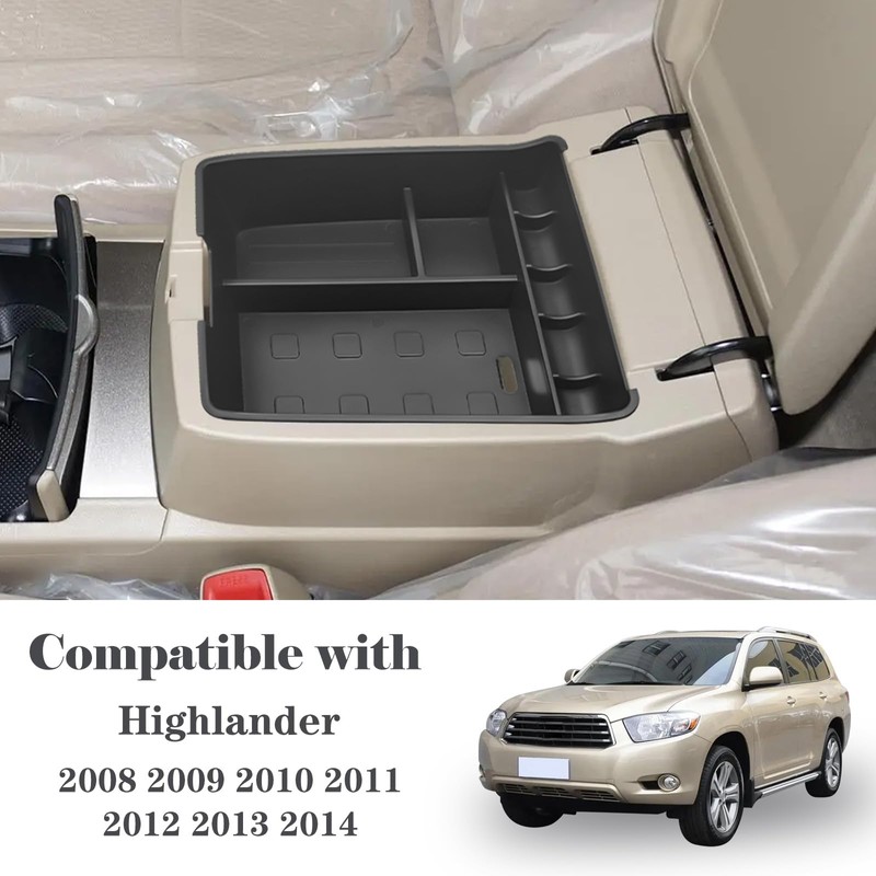 Agulier ABS Center Console Organizer Compatible with Toyota Highlander 2008-2013