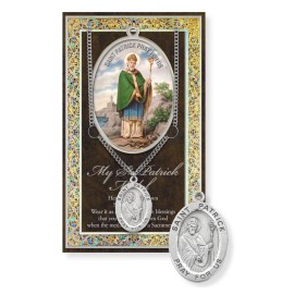1 Inch Saint Patrick Pewter Medal with 24" Chain