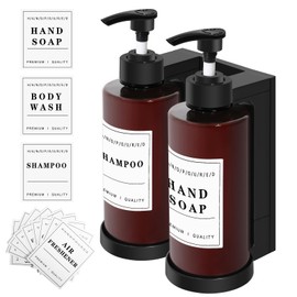 Wall Mounted Soap Dispenser, 600 ml Soap Dispenser Set, Shampoo Bottles for Filling, Shower Gel Dispenser with Waterproof Labels, Refillable Soap Dispenser for Bathroom, Hotel, Kitchen