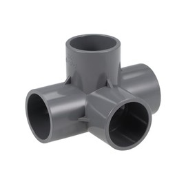 sourcing map 4-Way Elbow PVC Pipe Fitting Furniture Grade 32mm Size Tee Corner Fittings Gray 10Pcs