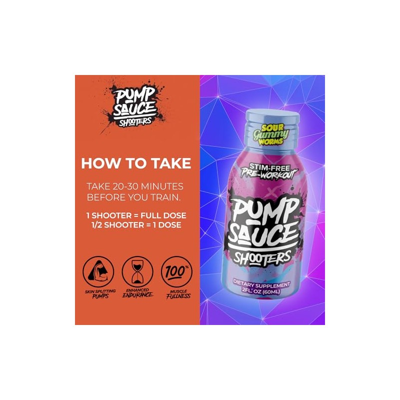 Pump Sauce Gusanos Goma Shooters Botellas Paquete Pre Entrenamiento Cafeína