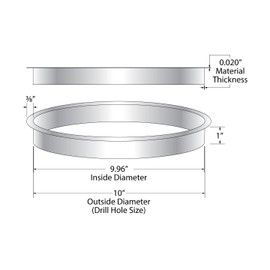 Outwater 10" (Nominal) Diameter x 1" Height 304 Stainless Steel Trash Trash Grommets for Countertop Inserted Trash Chutes