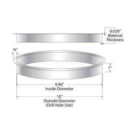 Outwater 10" (Nominal) Diameter x 1" Height 304 Stainless Steel Trash Trash Grommets for Countertop Inserted Trash Chutes