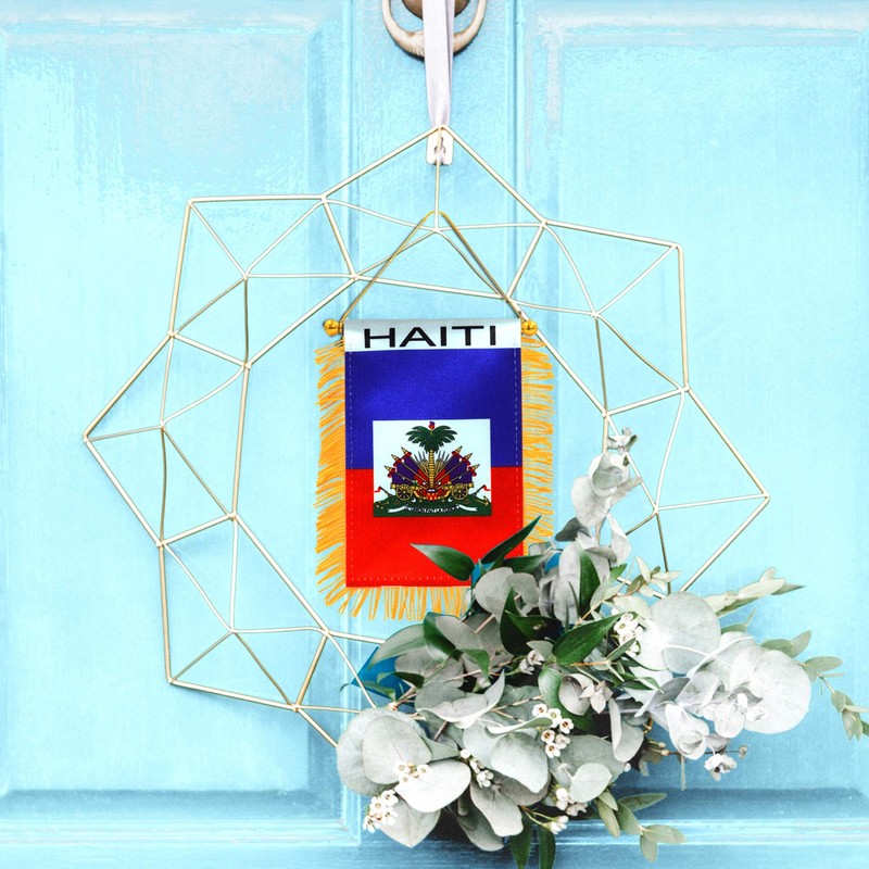 Anley 4 X 6 Inch Haiti Fringy Window Hanging Flag