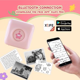 vretti Sticker Printer - TP2-Y Mini Portable Thermal Printer Inkless Sticker Maker Machine Bluetooth Label Maker Pocket Instant Print for Study Graphics, Anatomical Diagrams, Photos, Students