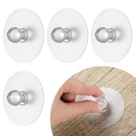Ptwola 4 Pcs Self Adhesive Cabinet Drawer Pull Knobs No Drill Clear Acrylic Crystal Diamond Shaped Pulls Handles Hooks Window Opener for Wardrobe Kitchen Cupboard Bookcase Dresser Furniture Door