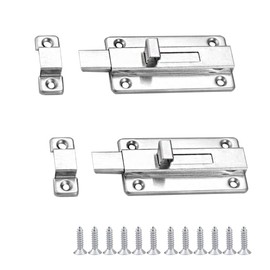 YuZhou 2Pcs Door Lock Bathroom Lock Gate Bolt Toilet Door Lock 4 Inch Small Door Bolt Snib Lock Stainless Steel Slide Lock Latch Sliding Lock Heavy Duty Door Latch Lock for Internal Doors Bedroom