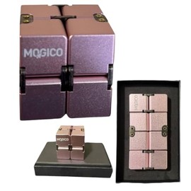 Mogico Premium Aluminium Infinity Cube, Metal Fidget Toy for Stress Relief and Focus (Pink)