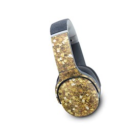 MightySkins Glossy Glitter Skin Compatible with Skullcandy Crusher Evo Wireless - Gold Chips | Protective, Durable High-Gloss Glitter Finish | Easy to Apply | Made in The USA