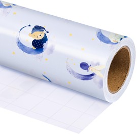 WRAPAHOLIC Baby Shower Wrapping Paper Roll - Mini Roll - 17 Inch x 10 Feet - Butterfly Girl and Little Bear Design Perfect for Baby Shower, Birthday, Party