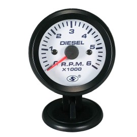 MOTOR METER RACING 52mm 2-1/16" Universal Tachometer for Diesel Engine Alternator 6000 RPM White Dial On Dash