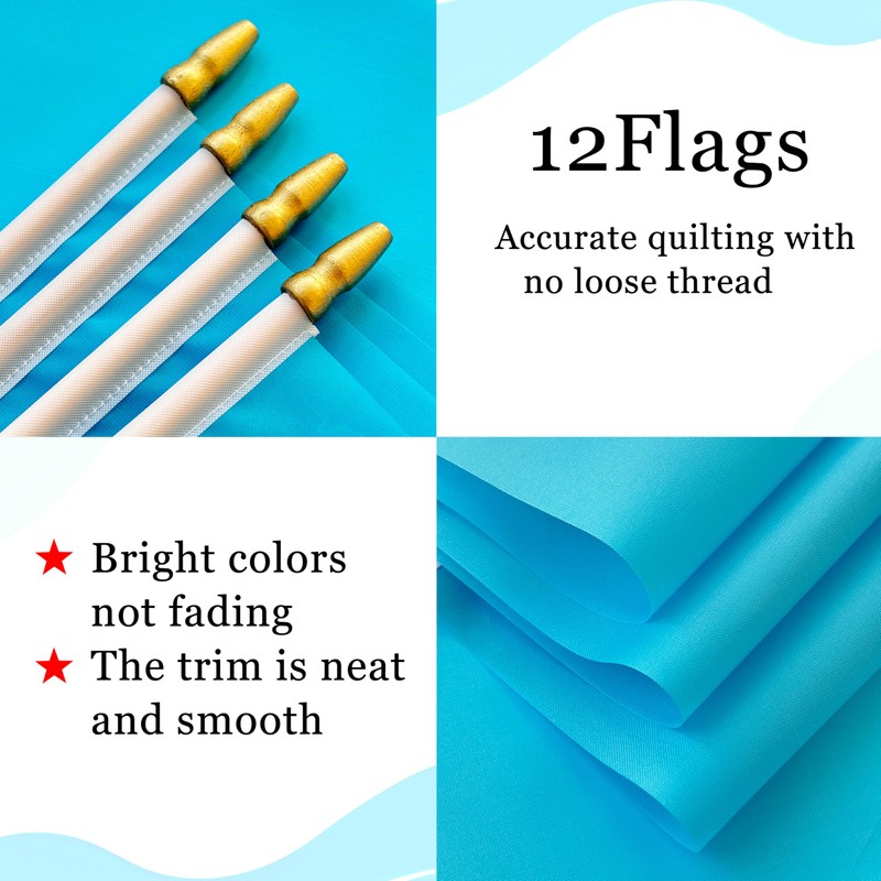 WEITBF 12Pcs 8×12 Inch Solid Light Blue Flags Small Blank