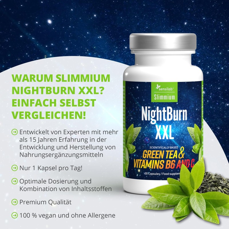 Premium Entkoffeinierter Grüner Tee, Vitamin B6 und Vitamin C –