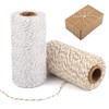 Christmas String, 200m White Cotton Twine with Gold Silver String,
