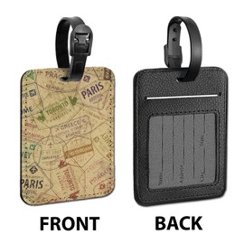 WIRESTER PU Leather Luggage Tag Name Tag Bag Tag for Travel Suitcase Baggage Luggage - Passport Custom Stamps
