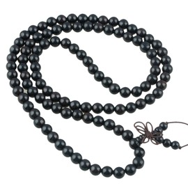 Shanxing 8mm Natural Black Ebony Wood 108 Prayer Beads Mala Wrap Bracelet for Men Women, Black Buddha Meditation Worry Beads Bracelet Tibetan Buddhist Buddhism Jewellery Gift Wooden Bead Necklace