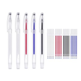 Anboli Chaco Pens 25 Pcs Heat Disappearing Sewing Tools Leather White Black Red Blue Refills 5 Each Possible Pen Erasable Pen Heat Erasing Chaco Pen for Sewing Iron-On Sewing Marking Tools Embroidery
