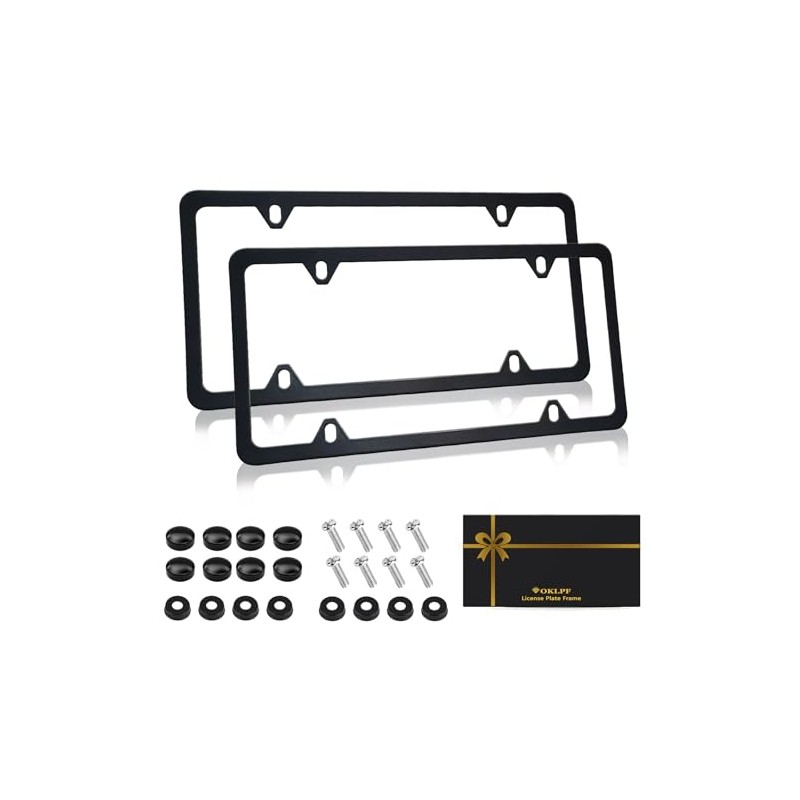 OKLPF Black Matte License Plate Frames 2 Pack,License Plate Holder