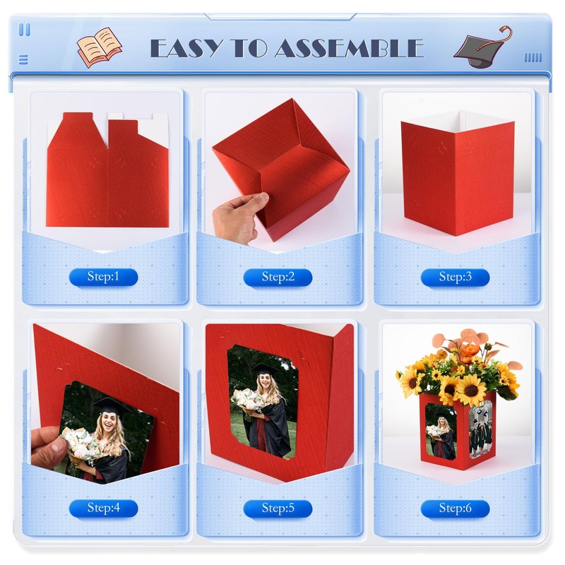 FOBSME 6 PCS Graduation Picture Box Centerpieces for Table 6/7