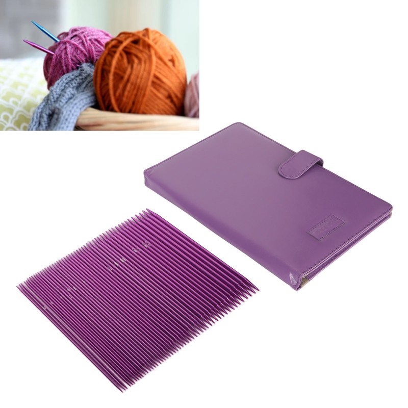 50Pcs Knitting Needles Purple Assorted Size Stainless Steel Ergonomic Metal
