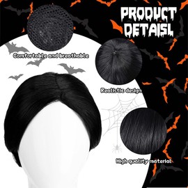 Halloween Costume Accessories Include Black Wig,Tie,Bowtie and Moustache for Men Family Character Cosplay