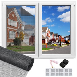 SUNOTLE 130x150cm Mosquiteras para Ventanas - Cortina de Mosquitero para Ventana Mosquitero para Ventana con Cinta Adhesiva, 5PCS Cinta para Reparar Mosquiteras y Cinta Mágica, Mallas para Salón Casa