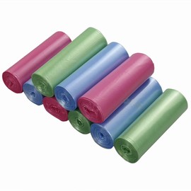 Ordate 5 Litre Pink Green Blue Bin Liners Bathroom Trash Bag Bin Liners, 180 Bags