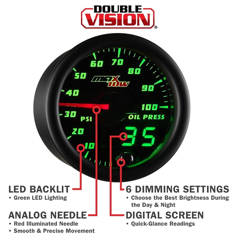 MaxTow Double Vision 100 PSI Oil Pressure Gauge Kit -