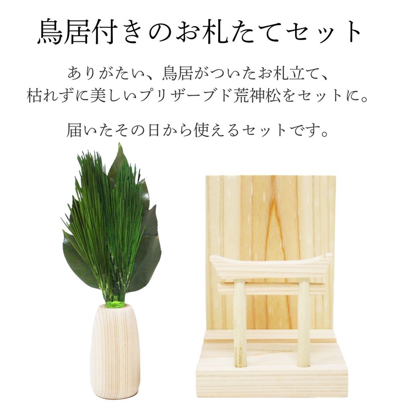 A&K Preserved Kojin Pine Holder Set with Torii (1 Piece),
