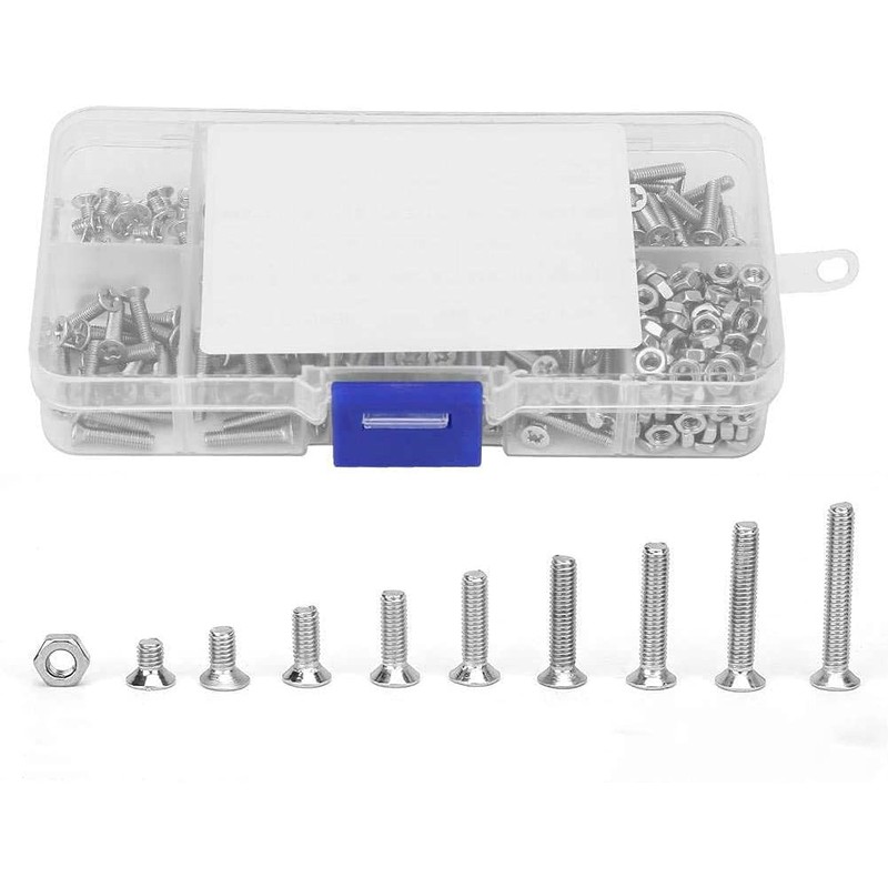 M3 Flat Head Phillips Screws Set, 340 Pieces Stainless Steel