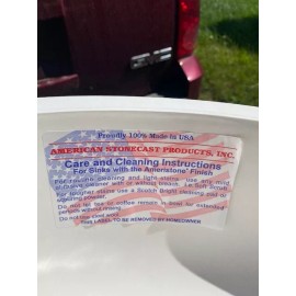 American Stonecast RV/Trailer Oval Lavatory Sink, 20"x16"x7", White, New